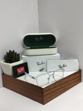 Geometric Double Bridge Glasses - Silver Wire Frame Optical Spectacles
