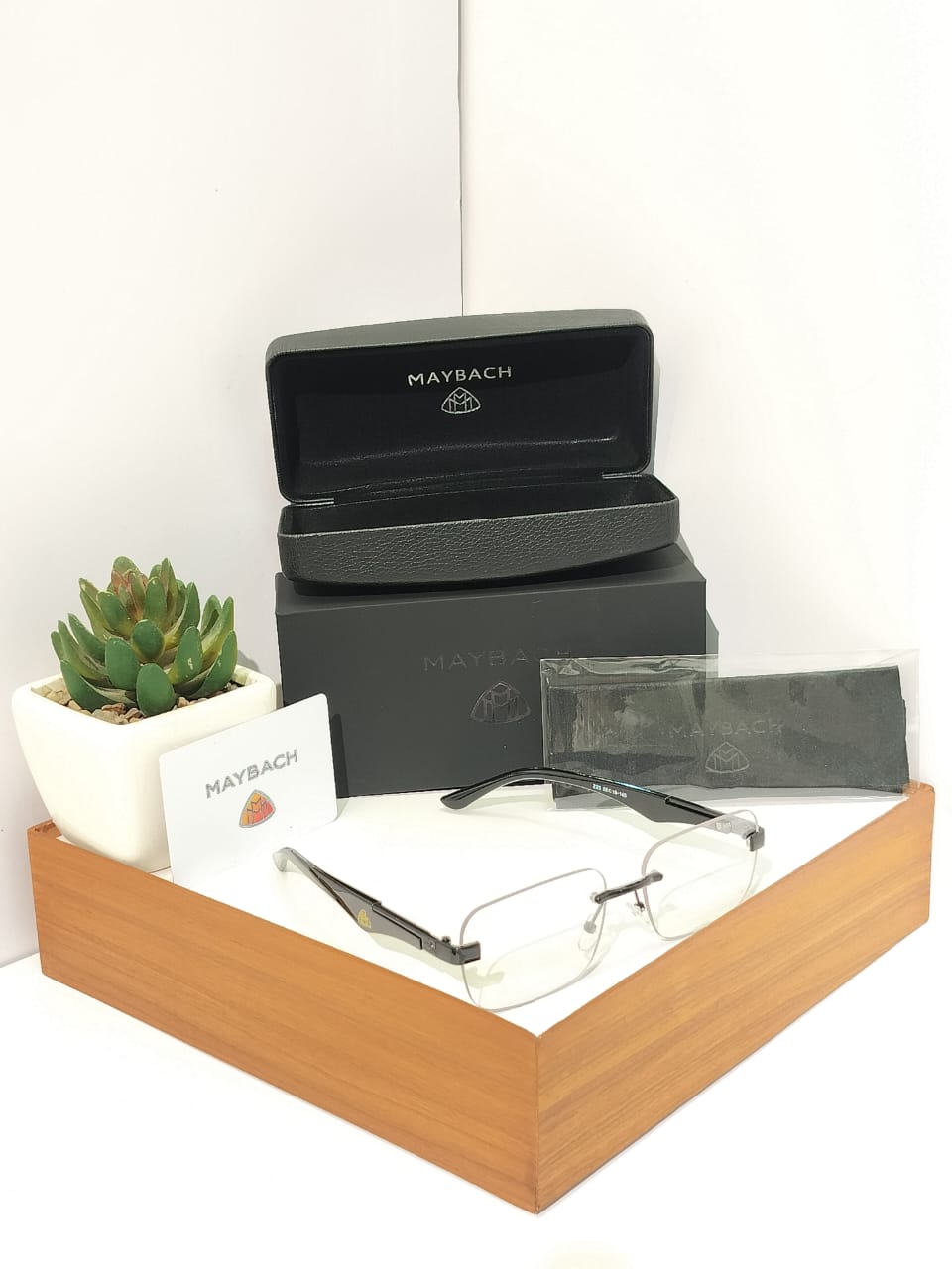 Rimless Rectangle Optical Glasses - Executive Dark Metal Clear Lens Frames