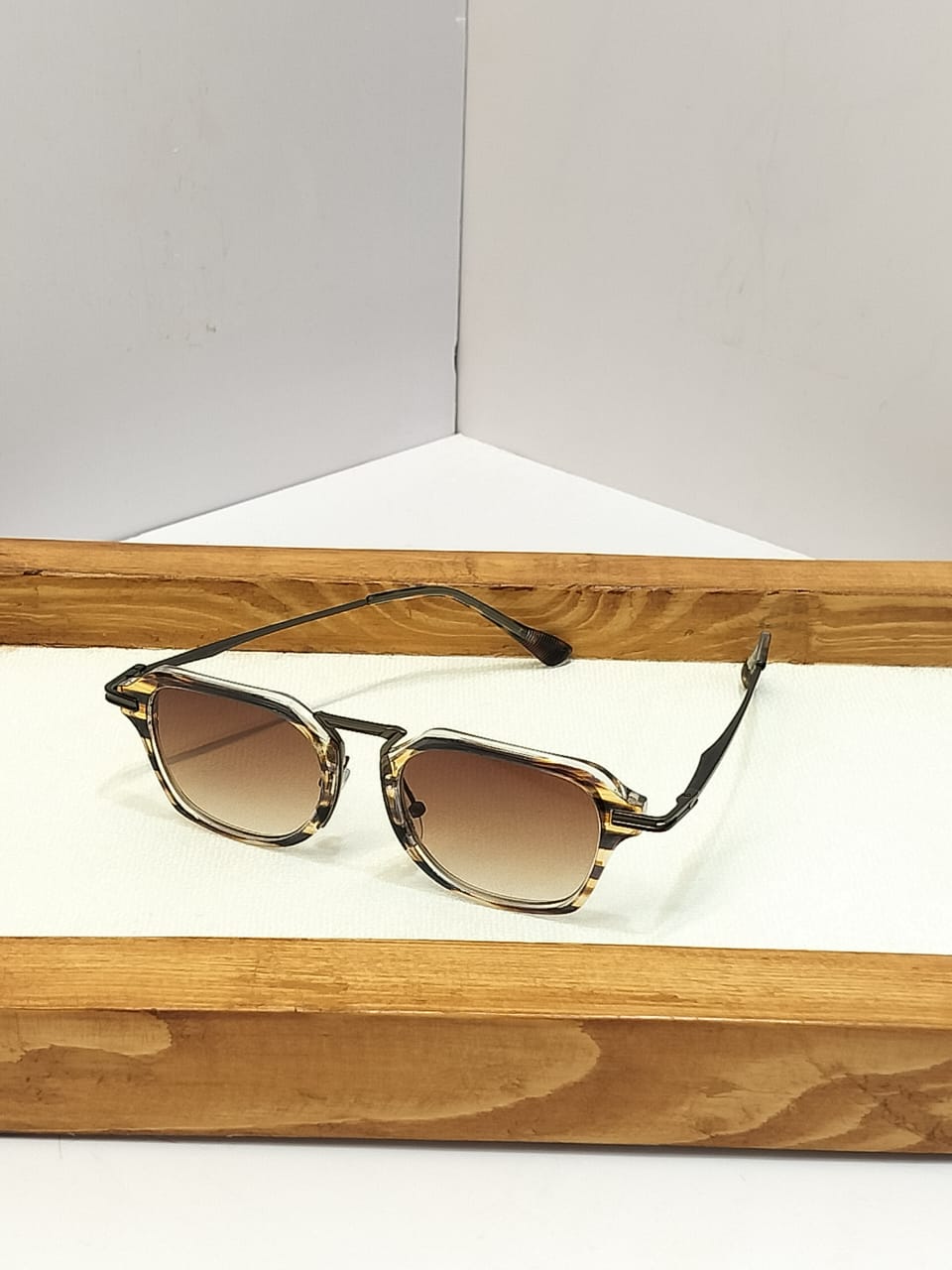 Geometric Angular Combination Sunglasses - Teal Crystal Acetate Gunmetal Frame Shades