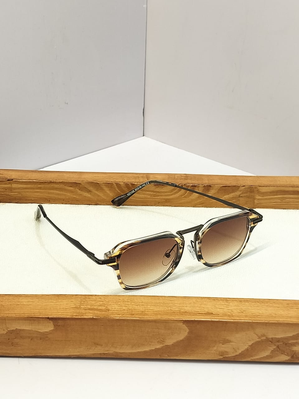 Geometric Angular Combination Sunglasses - Teal Crystal Acetate Gunmetal Frame Shades
