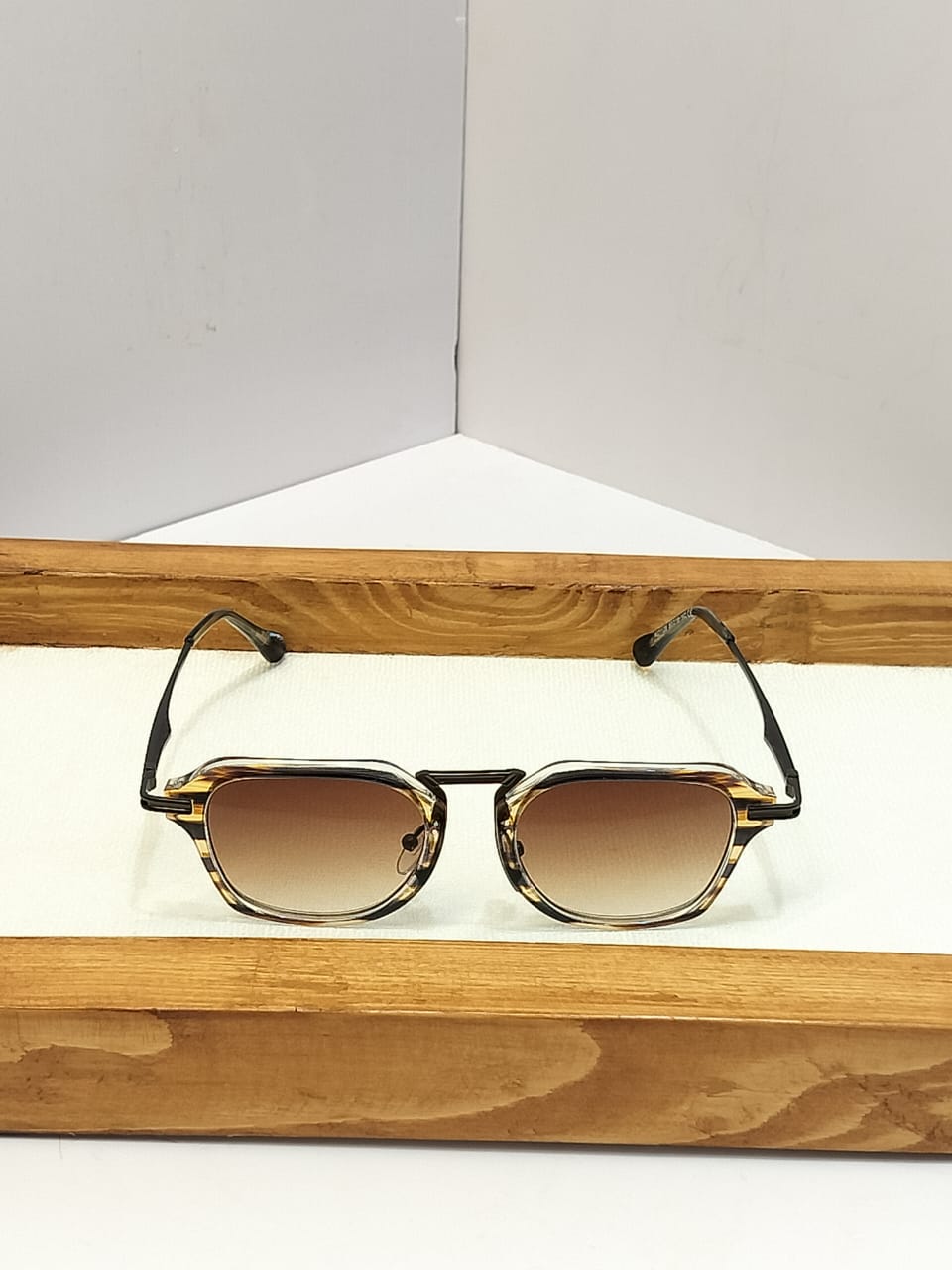 Geometric Angular Combination Sunglasses - Teal Crystal Acetate Gunmetal Frame Shades