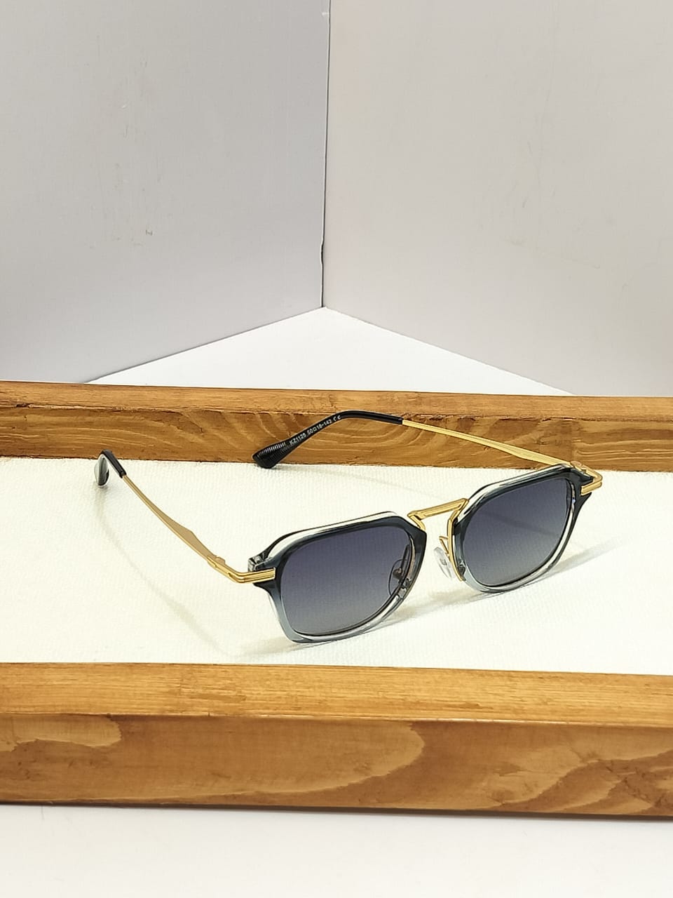 Geometric Angular Combination Sunglasses - Teal Crystal Acetate Gunmetal Frame Shades