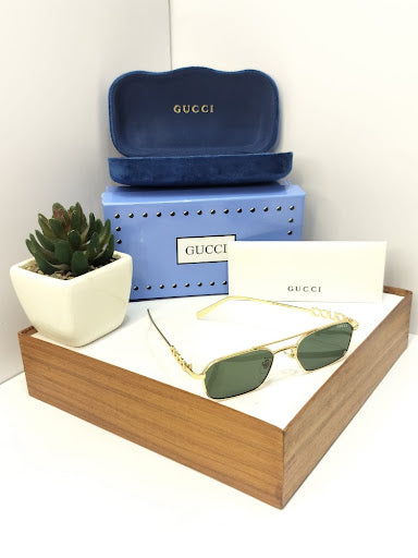 Narrow Rectangle Sunglasses with Geometric Temples - Retro 90s Slim Shades