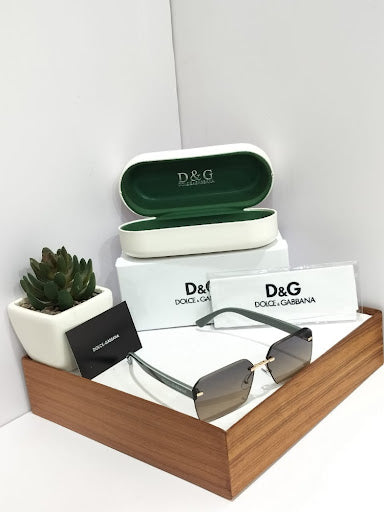 Rimless Rectangle Sunglasses with Gradient Lenses - Retro Beveled Edge Shades