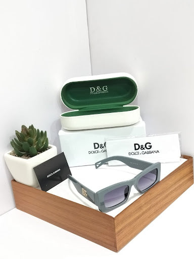 Narrow Rectangle Sunglasses with Interlocking Monogram Temples - Y2K Slim Shades