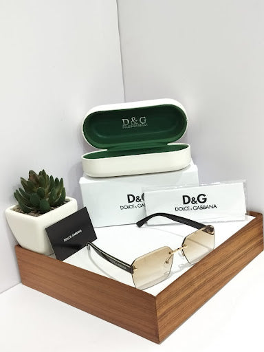 Rimless Rectangle Sunglasses with Gradient Lenses - Retro Beveled Edge Shades