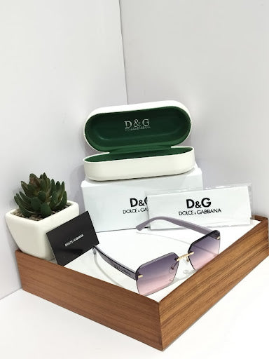Rimless Rectangle Sunglasses with Gradient Lenses - Retro Beveled Edge Shades