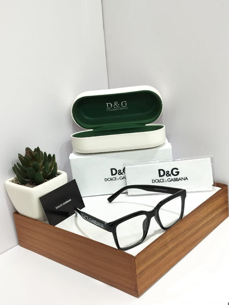 Classic Square Glasses with Wide Temple Lettering - Retro Smart Casual Eyewear - Hypeculture