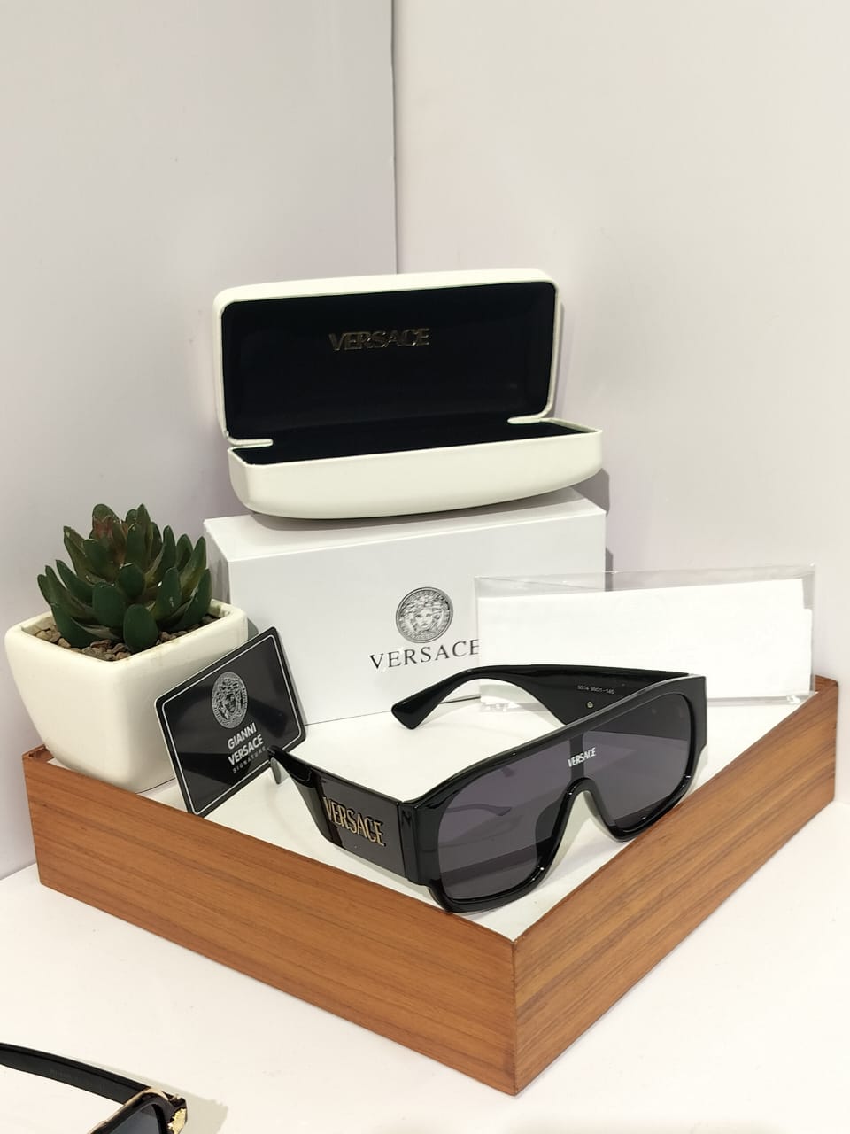 Oversized Flat Top Shield Sunglasses - Chunky Black Acetate Statement Shades