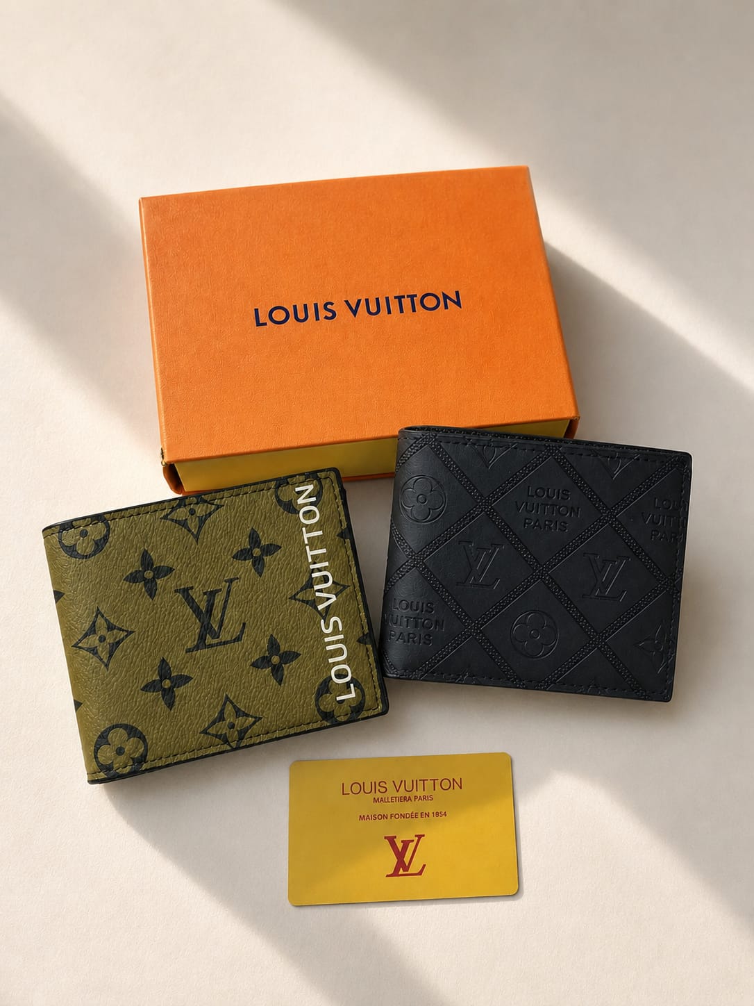 Embossed Diamond Quilted Men's Leather Wallet - Matte Black