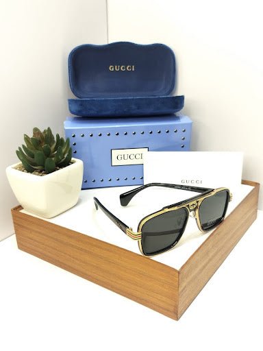 Square Navigator Sunglasses with Textured Double Bridge - Retro Metal Bar Aviators - Hypeculture